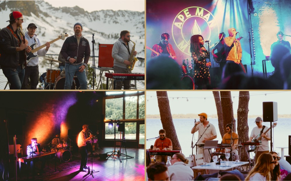 Yesterdays en quartet et en quintet : mosaïque de concerts, à la montagne, sur scène, en salle et au bord d'un lac